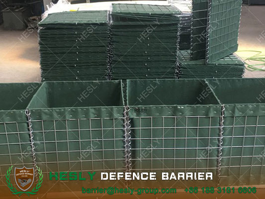 Chine Paroi de barrière de sable de gabion militaire, 0,61X0,61X3,05m, tissu géotextile vert olivier, fabricant chinois fournisseur