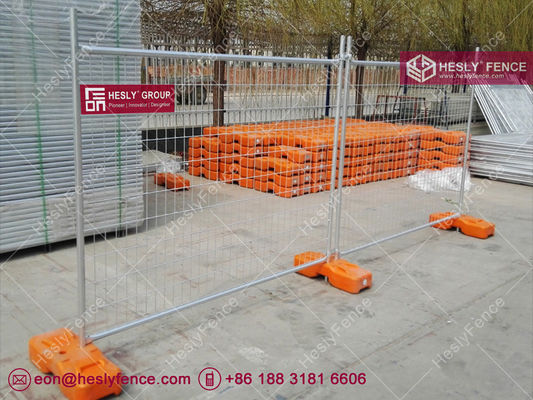 Chine Clôture temporaire en treillis | 2,1 m x 2,4 m de largeur | pieds en caoutchouc recyclé | Exportateur d'usine Hesly Chine fournisseur