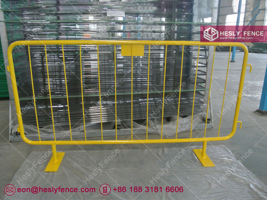 Chine Barrière de contrôle de foule | Hauteur 1,1 m | Revêtement en poudre jaune | Pieds plats en acier | China Hesly Fence fournisseur