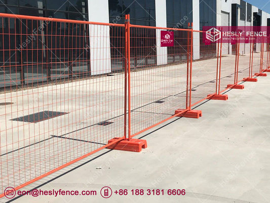 Chine Panneaux de clôture temporaire orange thermolaqué, 2,1 m de haut, 2,4 m de large, usine de clôtures métalliques en Chine fournisseur