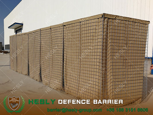 Chine Barrière défensive militaire HESLY de 2,21 m de haut X 2,13 m de large avec géotextile beige | Fournisseur de barrières gabions de Chine fournisseur