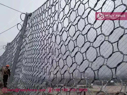 Système de barrière anti-éboulis HESLY 4X4m pour la protection des pentes montagneuses | Exportateur d'usine SNS Flexible Rope Net - Chine fournisseur