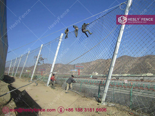 Système de barrière passive contre les chutes de pierres HESLY | Hauteur 3,0 m | Largeur 10 m | Filet annulaire en acier et maille de corde | HesyFence-Chine fournisseur