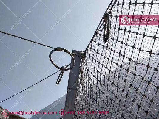 250KJ, système de protection contre les chutes de roches passives de 4m de haut, revêtu de galvanisation, filet de corde de 4x5m, vente directe d'usine en Chine fournisseur