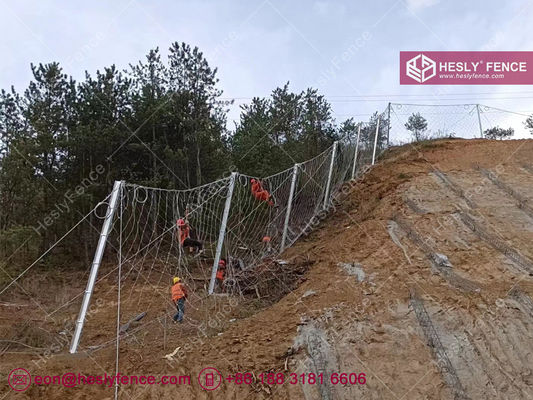 250KJ, système de protection contre les chutes de roches passives de 4m de haut, revêtu de galvanisation, filet de corde de 4x5m, vente directe d'usine en Chine fournisseur