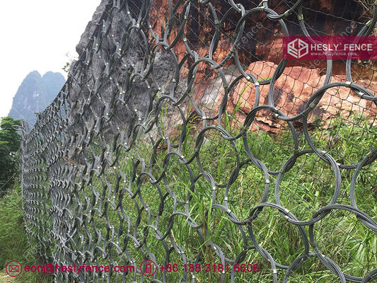 HESLY Draperie de protection contre les chutes de pierres | Filet à anneaux en acier | Système de treillis de protection active des pentes | Fil d'acier à haute résistance - Chine fournisseur