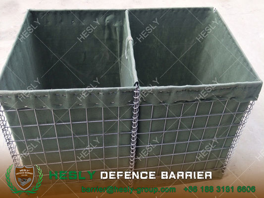 Paroi de barrière de sable de gabion militaire, 0,61X0,61X3,05m, tissu géotextile vert olivier, fabricant chinois fournisseur