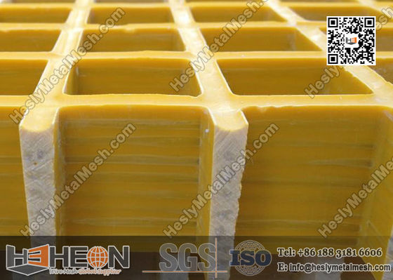 38x38mm grille en fibre de verre moulée de couleur jaune USCG certifié fournisseur