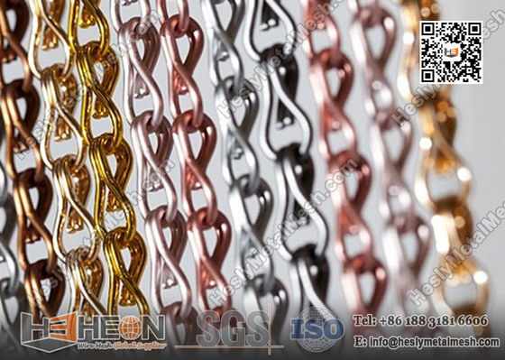 Rideau de chaîne décoratif en aluminium pour mouches avec couleur assortie fournisseur