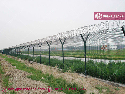 Clôture de sécurité du périmètre de l'aéroport, vente d'usine en Chine, hauteur de 3 m, avec bobine de rasoir Concertina fournisseur