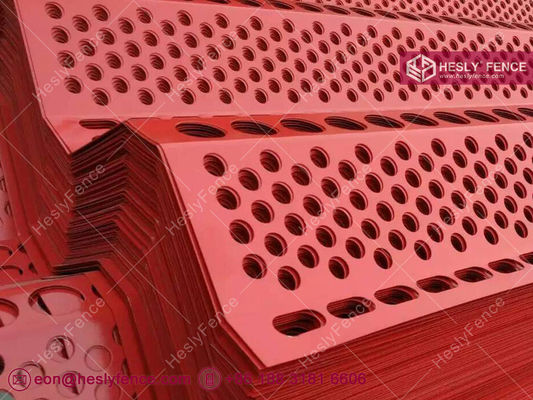 Panneau de clôture perforé de contrôle du vent et de la poussière | Clôture anti-vent ondulée | Couleur orange | largeur 900 mm | longueur 3 m - HeslyFence fournisseur