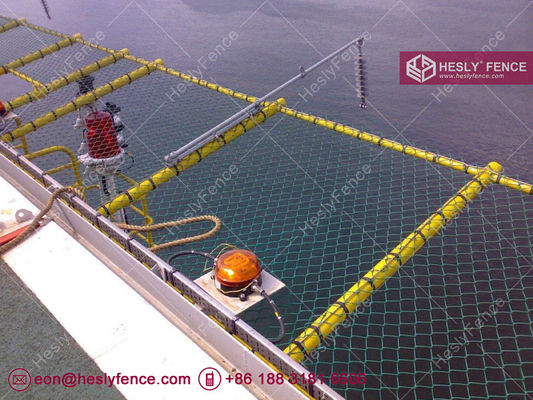 Tissu de chaîne en vinyle vert | Filet de sécurité de périmètre d'hélideck | Trou 50x50mm | Bord à joint | HeslyFence-Chine fournisseur