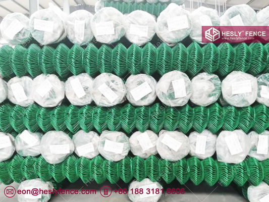 Grillage de chaîne enduit de PVC vert | Maille de 50x50mm | Fil de 4.0mm - Hesly Fence, Chine fournisseur