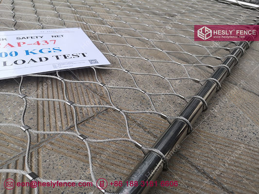 Filet de sécurité périmétrique pour hélideck en acier inoxydable 316 | Maille de corde à manchon | Test de charge de chute conforme à la norme CAP 437 | Marque Hesly fournisseur
