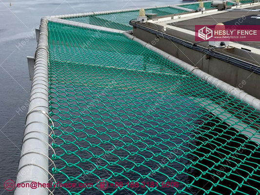 Filet de sécurité de périmètre de héliport vert | Grillage plastifié PVC | fil de 4,0 mm | maille de 50 mm | HeslyFence fournisseur