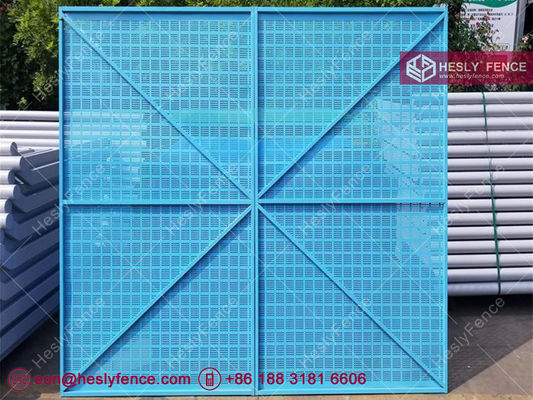 Filet de sécurité en acier pour échafaudage | Maille métallique perforée | Épaisseur 0,4 mm | 1,2 x 1,8 m | Bleu | Usine HESLY Chine fournisseur