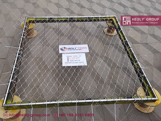 CAP437, test de la charge de chute de 125 kg, clôture de filet de sécurité en héliport, filet de câbles en acier inoxydable 316, type ferrule, fil de 2,4 mm. fournisseur