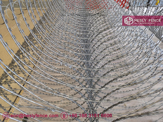 Déploiement rapide Barrière de fil de rasoir Profil de pyramide Concertina fil de rasoir BTO-22 hauteur de 1,6m HeslyFence Chine fournisseur