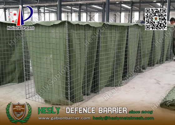 Barrière défensive militaire gabion de 1,37 m de haut, couleur verte, avec géotextile fournisseur