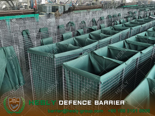Ligne d'inondation de barrière de gabions soudés, hauteur 2 m, géotextile vert, épaisseur 1 m, ventes d'usine chinoise fournisseur