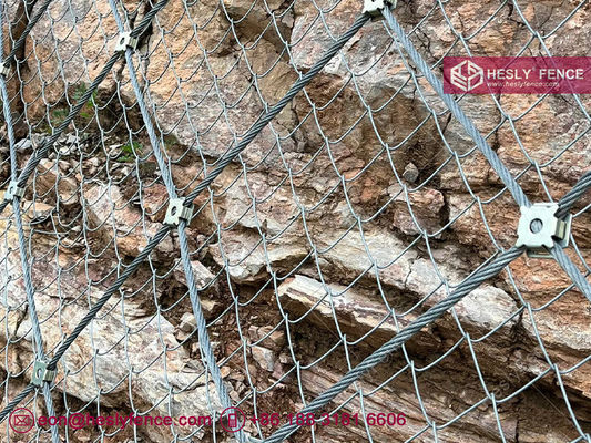 Système de filet de protection active contre les chutes de pierres | maille de câble en acier galvanisé | grille en acier à haute résistance | câble de 8,0 mm | HESLY fournisseur
