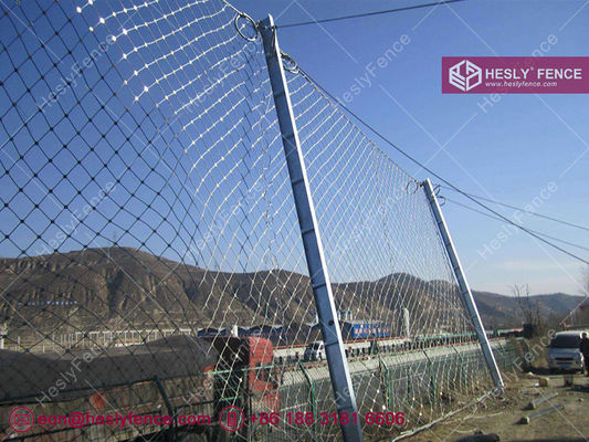 Système de barrière de protection contre les chutes de pierres 1500KJ | 3,5 m de haut | espacement des poteaux de 10 m | barrière de coulée de débris | système complet de filet de corde fournisseur