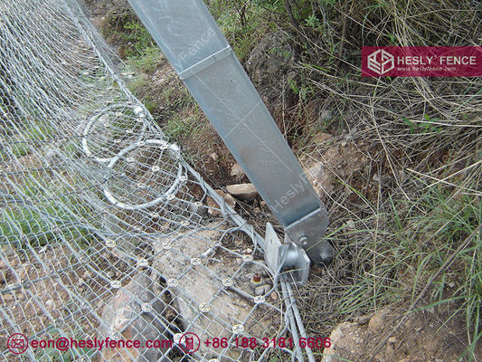Système de barrière de protection contre les chutes de pierres 1500KJ | 3,5 m de haut | espacement des poteaux de 10 m | barrière de coulée de débris | système complet de filet de corde fournisseur