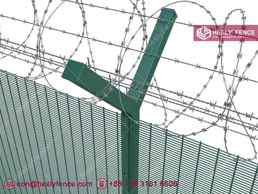 Clôture en maille VU transparente avec revêtement en poudre verte | Maille anti-escalade 358 | Anti-coupure | Jauge 8 | Vente d'usine HeslyFence Chine fournisseur
