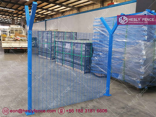 Clôture en maille VU transparente avec revêtement en poudre verte | Maille anti-escalade 358 | Anti-coupure | Jauge 8 | Vente d'usine HeslyFence Chine fournisseur