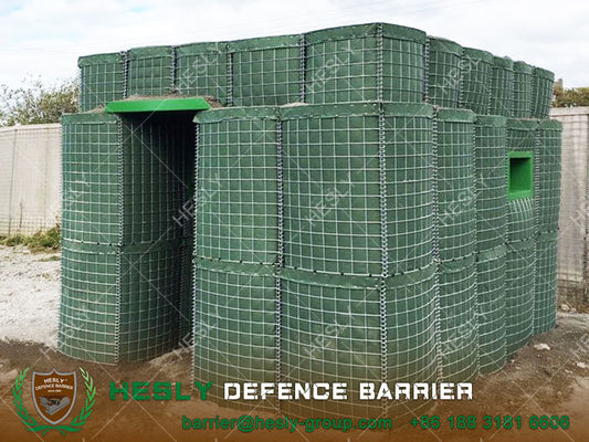 Barrière défensive gabion militaire chinoise | 2,21 m de haut | 1,52 m d'épaisseur de mur | HESCO géotextile vert olive | Usine Hesly fournisseur
