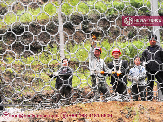 1770Mpa en acier à haute résistance à la traction Ring Net Rockfall Barrier Fence, 3mX10m, fil de 4,0mm, taille d'anneau 350mm, HeslyFence Ventes en Chine fournisseur