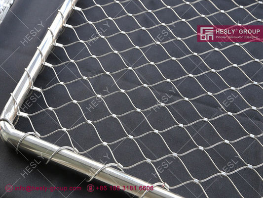 Filet de sécurité périmétrique HESLY pour héliport, maille en câble métallique de qualité marine 316L | Câble de 2,4 mm | Trou de 50x50 mm | 1,5 m, HeslyFence fournisseur