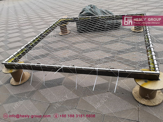 Filet de sécurité périmétrique HESLY pour héliport, maille en câble métallique de qualité marine 316L | Câble de 2,4 mm | Trou de 50x50 mm | 1,5 m, HeslyFence fournisseur