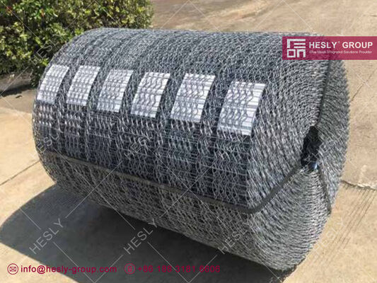 Offshore Pipeline contrepoids filet soudé, fil d'acier galvanisé de 2,0 mm, largeur de 190,5 mm, rouleau de 140 m, vente d'usine HESLY, Chine fournisseur
