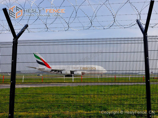 Clôture périmétrique d'aéroport de 3m de hauteur | Vente directe d'usine HeslyFence | Fil de rasoir concertina fournisseur
