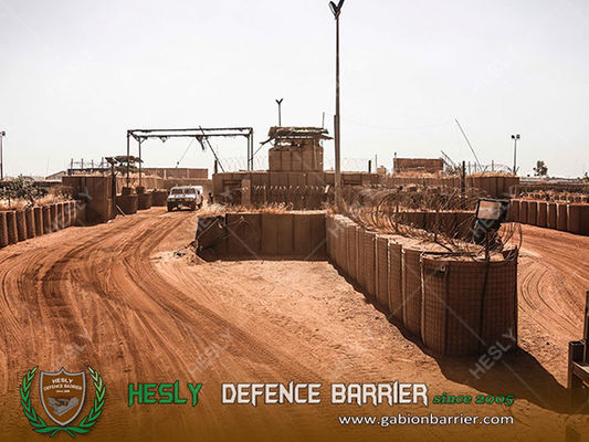 Barrières de sable défensives militaires égyptiennes en Afrique du Nord, barrière gabion chinoise avec tissu géotextile vert olive fournisseur