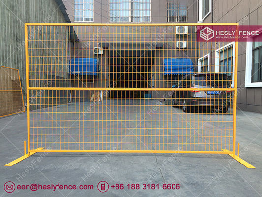 Panneaux de clôture temporaires de 6x9.5 pieds revêtus de poudre jaune. fournisseur