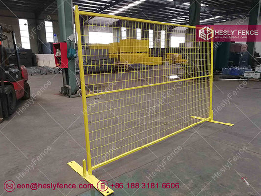 Panneaux de clôture temporaires de 6x9.5 pieds revêtus de poudre jaune. fournisseur