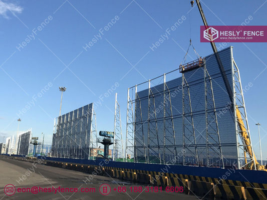 Mure de clôture anti-vent en acier de 10 m de haut pour le contrôle de la poussière du port, rapport d'ouverture de 35% à 40%, couleur bleue RAL5005 fournisseur
