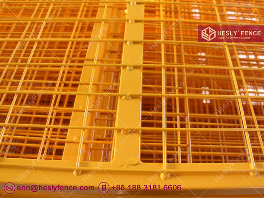 Panneaux de clôture temporaires mobiles de 6 pieds x 8 pieds couverts en poudre de couleur jaune hautement visible HeslyFence _ Chine fournisseur
