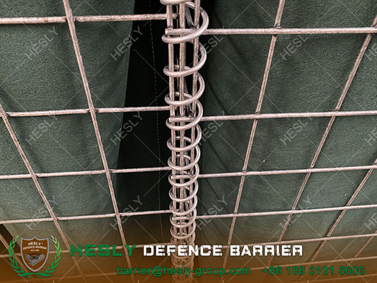 hauteur de 2,13m barrière militaire de Gabion défensive géotextile vert d'olivier fil d'acier enduit d'alliage Al-Zn HeslyBarrier fournisseur