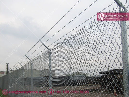 fil de calibre 8, maille de diamant de 2 pouces, clôture à mailles de chaîne | Clôture de sécurité anti-intrusion à mailles de chaîne avec poteau en V fournisseur