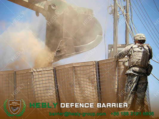 Barrière défensive militaire HESLY de 2,21 m de haut X 2,13 m de large avec géotextile beige | Fournisseur de barrières gabions de Chine fournisseur