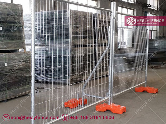 Panneaux de clôture temporaire de 2,0 m de haut, blocs en plastique orange, pinces en acier et contreventements en acier fournisseur