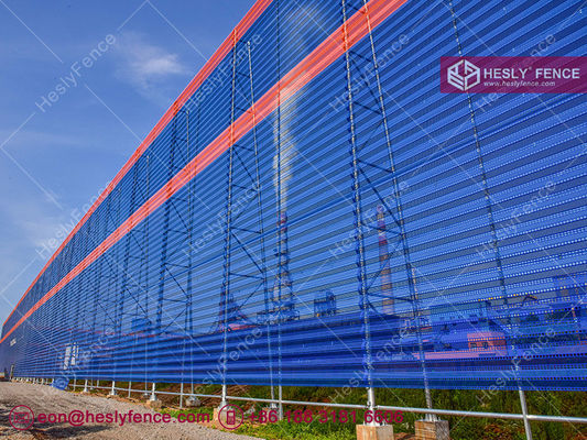 Barrière anti-vent de 5 m de haut pour le contrôle du vent et de la poussière, couleur bleue, usine chinoise, panneaux métalliques perforés en acier fournisseur