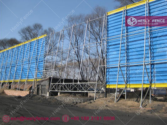 Mur de clôture anti-vent et anti-poussière, hauteur 10m, panneaux métalliques perforés ondulés en acier, revêtement en poudre bleu RAL 5005 fournisseur