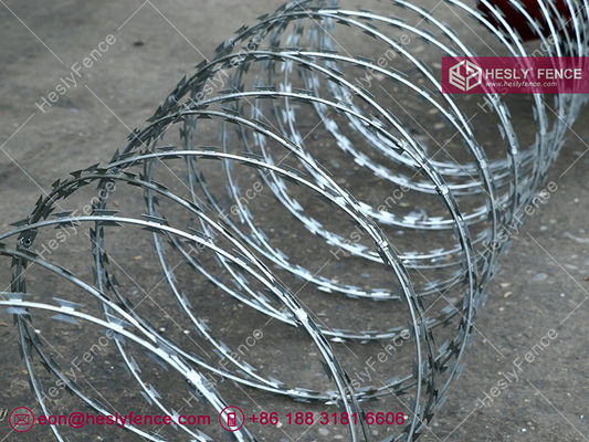 BTO-16 enduit à chaud galvanisé Concertina Razor Wire Coil O.D. 1100 mm, HeslyFence, Chine fournisseur