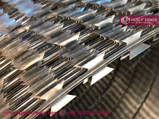 BTO-16 enduit à chaud galvanisé Concertina Razor Wire Coil O.D. 1100 mm, HeslyFence, Chine fournisseur