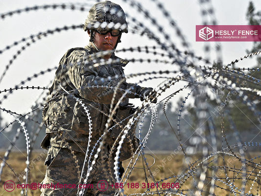 BTO-16 enduit à chaud galvanisé Concertina Razor Wire Coil O.D. 1100 mm, HeslyFence, Chine fournisseur